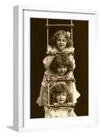 Three Girls on Rope Ladder-null-Framed Art Print
