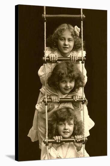 Three Girls on Rope Ladder-null-Stretched Canvas