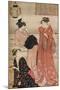 'Three girls on the veranda of a tea-house overlooking Edo Bay at Shinagawa', c1752-1815-Torii Kiyonaga-Mounted Giclee Print