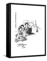 Three Girls Playing Shamisens, a Japanese Musical Instrument-null-Framed Stretched Canvas
