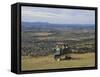 Three Girls Sitting on Bench Looking at View Over Bishops Cleeve Village, the Cotswolds, England-David Hughes-Framed Stretched Canvas