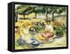 Three Girls Sitting on the Grass; Trois Jeunes Filles Assises Sur L'Herbe, 1896-1897-Pierre-Auguste Renoir-Framed Stretched Canvas