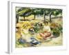 Three Girls Sitting on the Grass; Trois Jeunes Filles Assises Sur L'Herbe, 1896-1897-Pierre-Auguste Renoir-Framed Giclee Print