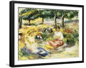 Three Girls Sitting on the Grass; Trois Jeunes Filles Assises Sur L'Herbe, 1896-1897-Pierre-Auguste Renoir-Framed Giclee Print