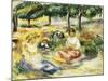 Three Girls Sitting on the Grass; Trois Jeunes Filles Assises Sur L'Herbe, 1896-1897-Pierre-Auguste Renoir-Mounted Giclee Print