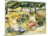 Three Girls Sitting on the Grass; Trois Jeunes Filles Assises Sur L'Herbe, 1896-1897-Pierre-Auguste Renoir-Mounted Giclee Print