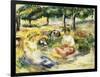 Three Girls Sitting on the Grass; Trois Jeunes Filles Assises Sur L'Herbe, 1896-1897-Pierre-Auguste Renoir-Framed Giclee Print