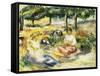 Three Girls Sitting on the Grass; Trois Jeunes Filles Assises Sur L'Herbe, 1896-1897-Pierre-Auguste Renoir-Framed Stretched Canvas