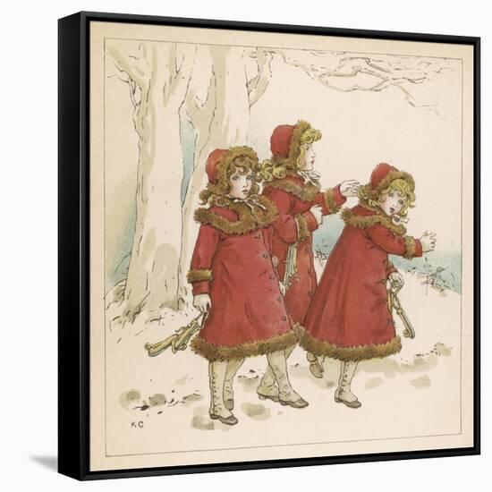 Three Girls Skating 1900-Kate Greenaway-Framed Stretched Canvas