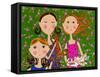 Three Girls Three Kittens-Wyanne-Framed Stretched Canvas