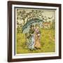 Three Girls under Blue Parasol-Kate Greenaway-Framed Art Print