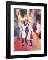 Three Girls With Straw Hats-Auguste Macke-Framed Art Print