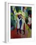 Three girls with yellow straw hats I-Auguste Macke-Framed Giclee Print