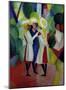 Three girls with yellow straw hats I-Auguste Macke-Mounted Giclee Print