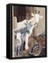 Three Goats and a Wheelbarrow-Kestrel Michaud-Framed Stretched Canvas