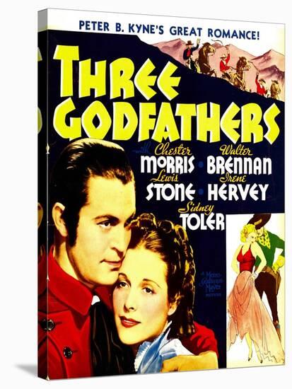 THREE GODFATHERS, from left: Chester Morris, Irene Hervey on window card, 1936-null-Stretched Canvas