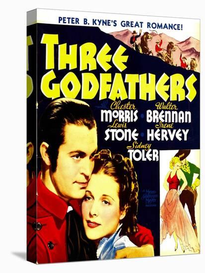 THREE GODFATHERS, from left: Chester Morris, Irene Hervey on window card, 1936-null-Stretched Canvas