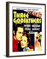 THREE GODFATHERS, from left: Chester Morris, Irene Hervey on window card, 1936-null-Framed Art Print