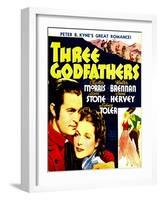 THREE GODFATHERS, from left: Chester Morris, Irene Hervey on window card, 1936-null-Framed Art Print