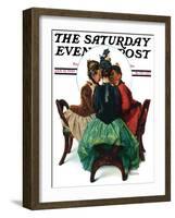 "Three Gossips" Saturday Evening Post Cover, January 12,1929-Norman Rockwell-Framed Giclee Print