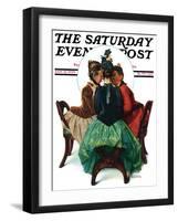 "Three Gossips" Saturday Evening Post Cover, January 12,1929-Norman Rockwell-Framed Giclee Print