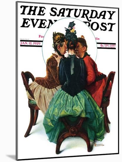 "Three Gossips" Saturday Evening Post Cover, January 12,1929-Norman Rockwell-Mounted Giclee Print