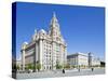 Three Graces Buildings, Pierhead, UNESCO Site, Liverpool, Merseyside, England, UK-Neale Clark-Stretched Canvas