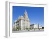 Three Graces Buildings, Pierhead, UNESCO Site, Liverpool, Merseyside, England, UK-Neale Clark-Framed Photographic Print