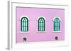 Three Green Arched Windows on Pink Wall-Yongkiet-Framed Photographic Print