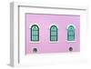 Three Green Arched Windows on Pink Wall-Yongkiet-Framed Photographic Print