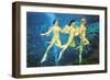 Three Green Mermaids, Retro-null-Framed Art Print