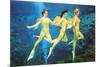 Three Green Mermaids, Retro-null-Mounted Premium Giclee Print