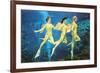 Three Green Mermaids, Retro-null-Framed Art Print