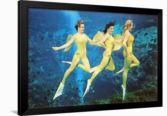 Three Green Mermaids, Retro-null-Framed Art Print