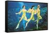 Three Green Mermaids, Retro-null-Framed Stretched Canvas