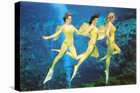 Three Green Mermaids, Retro-null-Stretched Canvas