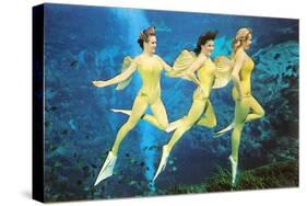 Three Green Mermaids, Retro-null-Stretched Canvas