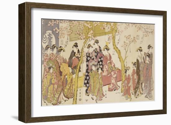 Three Groups of Courtesans with Their Shinzo and Kamuro-Kitagawa Utamaro-Framed Giclee Print