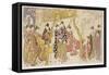 Three Groups of Courtesans with their Shinzo and Kamuro-Kitagawa Utamaro-Framed Stretched Canvas