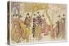 Three Groups of Courtesans with their Shinzo and Kamuro-Kitagawa Utamaro-Stretched Canvas