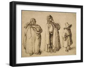 Three Gypsies, C.1605 (Pen and Ink on Paper)-Jacques II de Gheyn-Framed Giclee Print