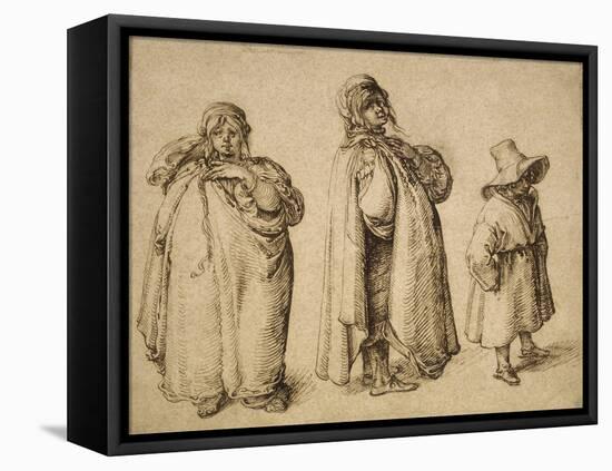 Three Gypsies, C.1605 (Pen and Ink on Paper)-Jacques II de Gheyn-Framed Stretched Canvas