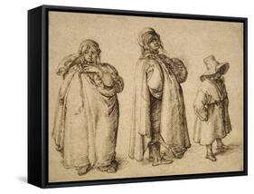 Three Gypsies, C.1605 (Pen and Ink on Paper)-Jacques II de Gheyn-Framed Stretched Canvas