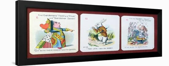 Three Happy Family Cards Depicting Characters from Alice in Wonderland by Lewis Carroll (1832-98)-John Tenniel-Framed Giclee Print