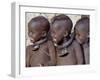 Three Happy Himba Children Enjoy Watching a Dance, Namibia-Nigel Pavitt-Framed Premium Photographic Print