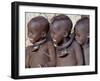 Three Happy Himba Children Enjoy Watching a Dance, Namibia-Nigel Pavitt-Framed Photographic Print