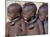 Three Happy Himba Children Enjoy Watching a Dance, Namibia-Nigel Pavitt-Mounted Photographic Print