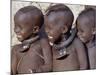 Three Happy Himba Children Enjoy Watching a Dance, Namibia-Nigel Pavitt-Mounted Photographic Print