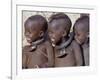 Three Happy Himba Children Enjoy Watching a Dance, Namibia-Nigel Pavitt-Framed Photographic Print