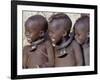 Three Happy Himba Children Enjoy Watching a Dance, Namibia-Nigel Pavitt-Framed Photographic Print